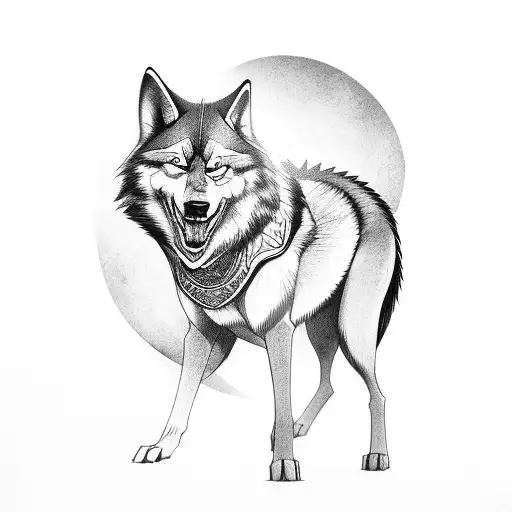 Samurai With Pet Wolf