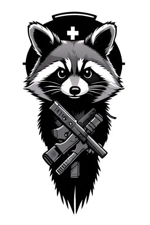 Tactical Medic Raccoon Cartoon