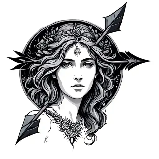 Virgo With Arrow Design