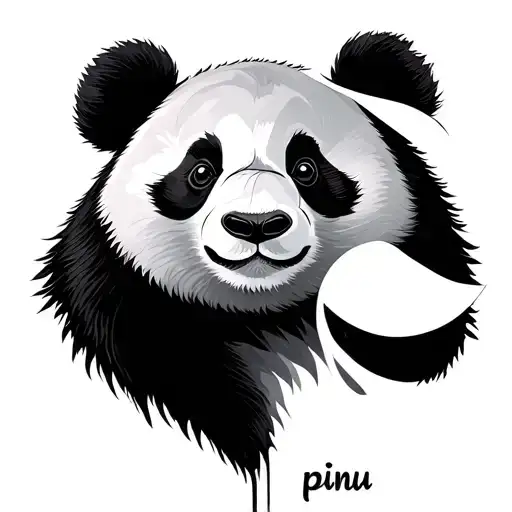 Panda Face With Pinu Name Intertwined