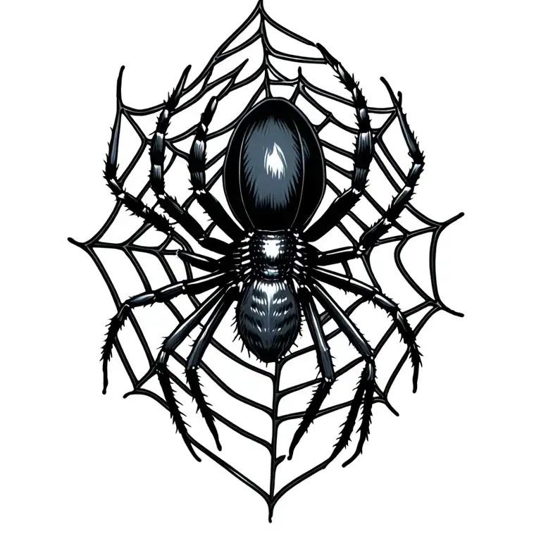 Black Widow Spider With Web Intertwined