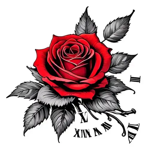 Red Rose And Roman Numeral
