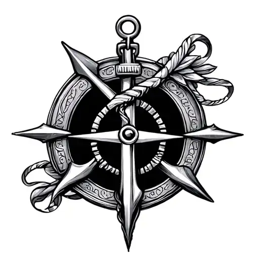 Anchor And Compass Rose Intertwined