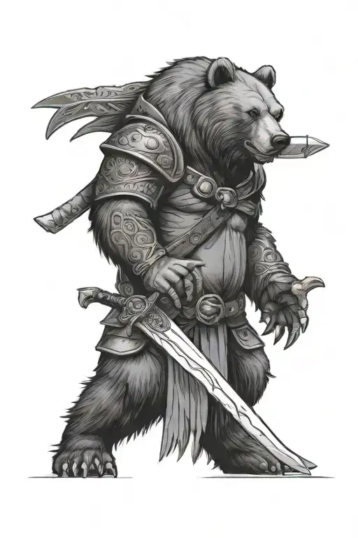 Sword For A Male Bear Warrior Holding