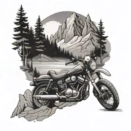 Mountain Adventure Theme With Motorcycle