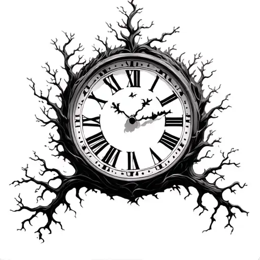 Tree Growing Around A Clock