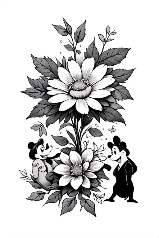 Flower Surrounded By Disney Characters Surrounded
