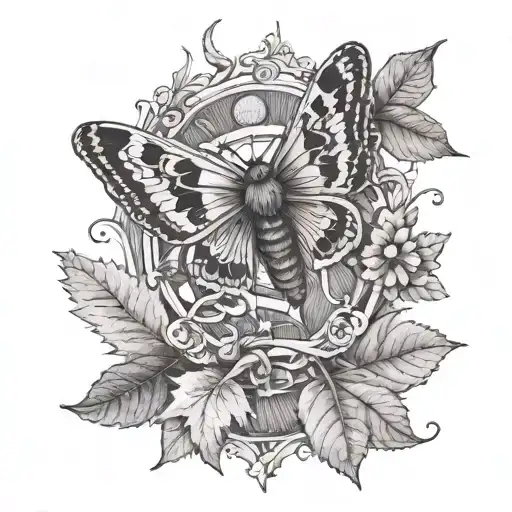 Moth Middle Of Tarot Card Surrounded By Autumn Leaves