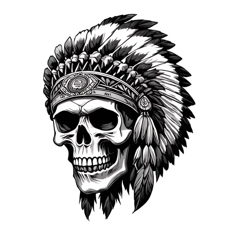 Indian Chief Skull Faced Sideways