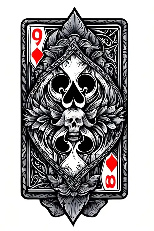 Tooled Leather Design With Cards Surrounded