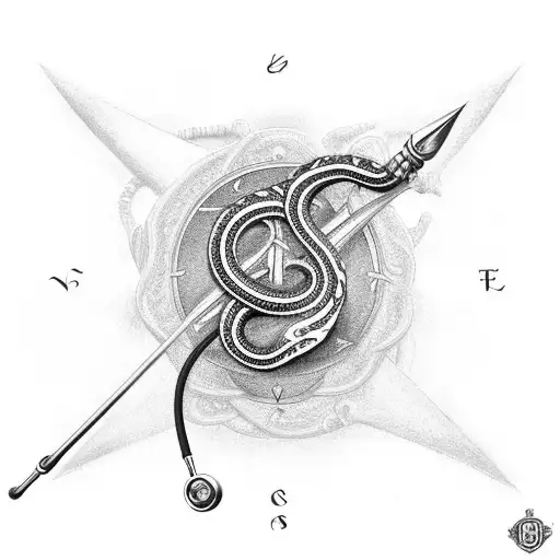 Stethoscope With Serpent And Compass On Forearm