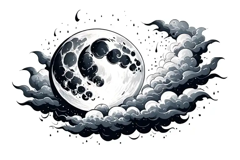 Rain Clouds Surrounding A Moon