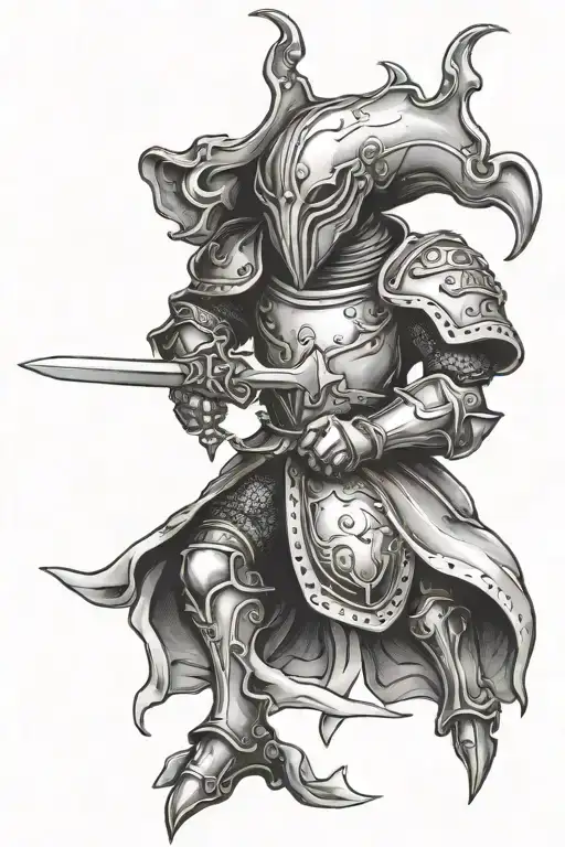 Squid Wearing Knights Armour Holding A Sword