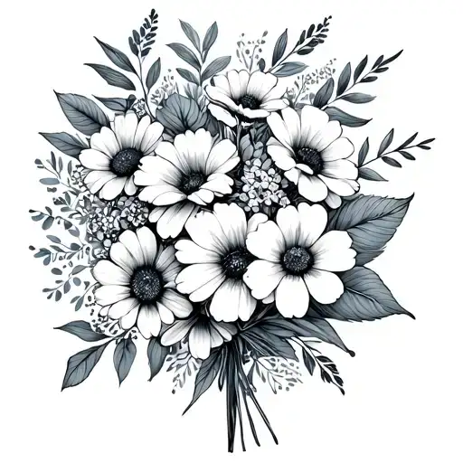 Fine Line March And June Birth Flower Bouquet