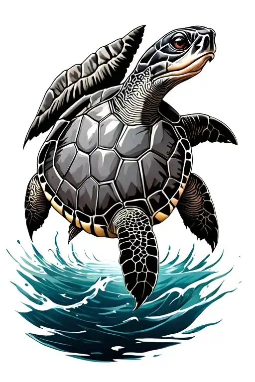 Turtle With The Sea