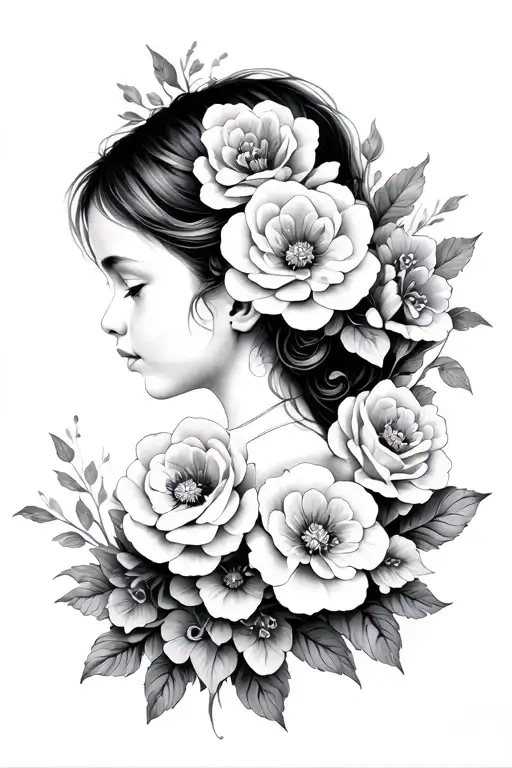 Mother And Boy Flowers