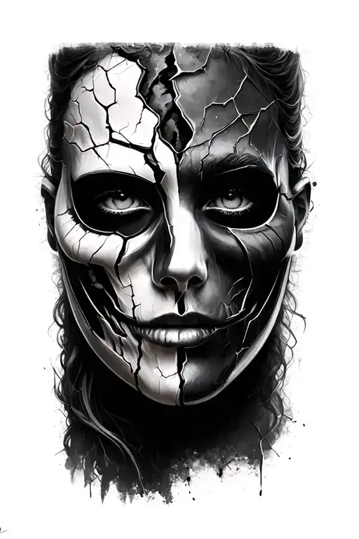 Realistic Cracked Face Mask