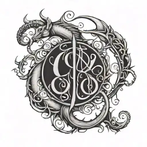 Capricorn In Masculine Gothic Font Style