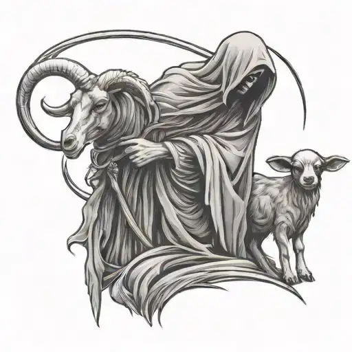 Grim Reaper Hold A Little Lamb