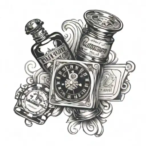 Sleeve Tattoo Design Related To Casino And Whiskey
