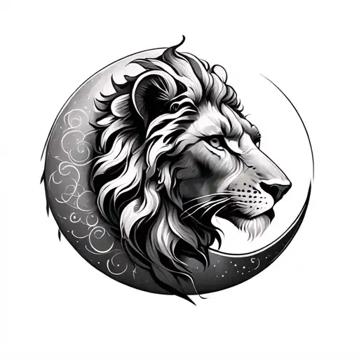 Crescent Moon With Leo Symbol