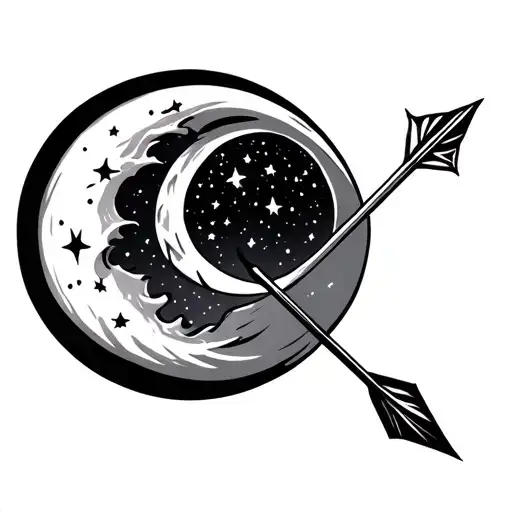 Crescent Moon With Sagittarius Arrow