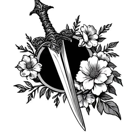 Dagger With Flowers Around