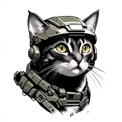 Cat With Master Chief Helmet