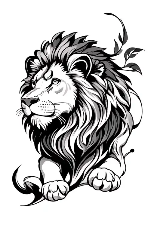 A Lion In Mandala Style For Men On The Calf For My Son