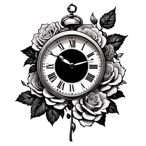 Clock With Roses