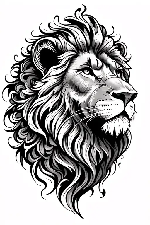 A Lion Head In Mandala Style For Men On The Calf For My Son