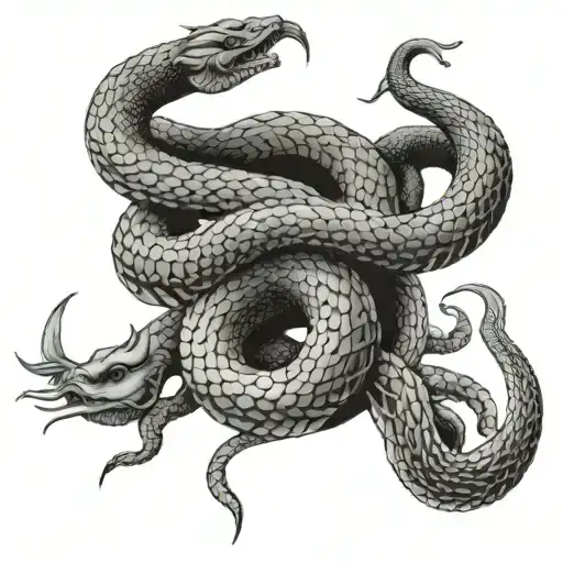 A Serpent Intertwined With Chinese Characters Representing Loyalty And Friendship