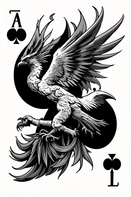 Phoenix And Burning Ace Of Spades Card