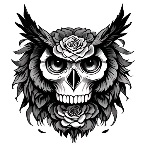 Skull Owl Rose Lion