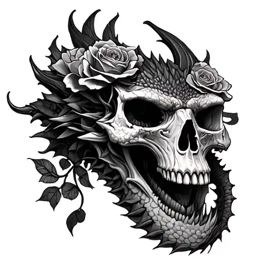 Rose Skull Dragon Sleave