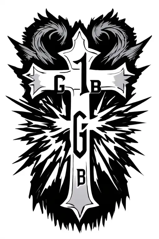 Cross And Lighting With The Letters G1gb In The Middle Of The Cross
