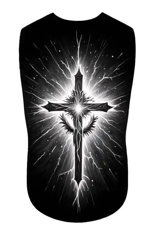 Cross And Lighting From The Sky