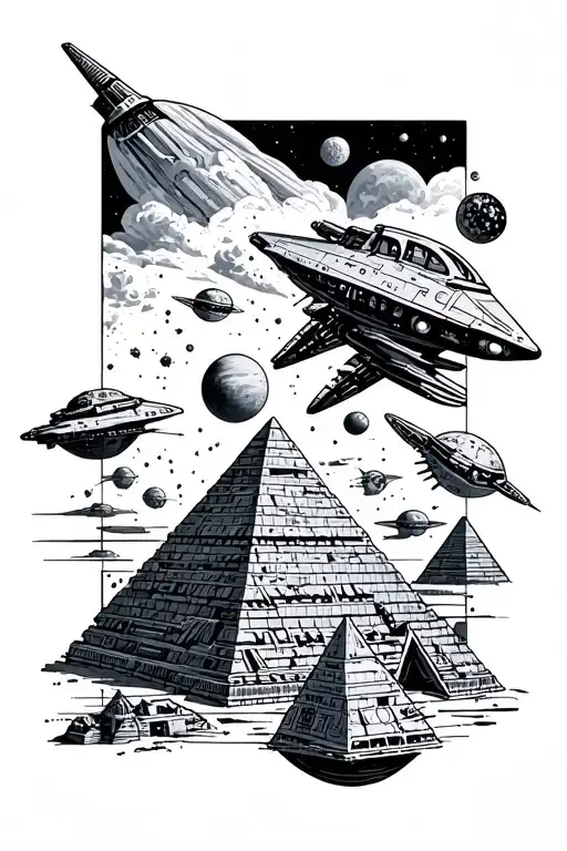 Outerspace Pyramids Aliens Space Ships