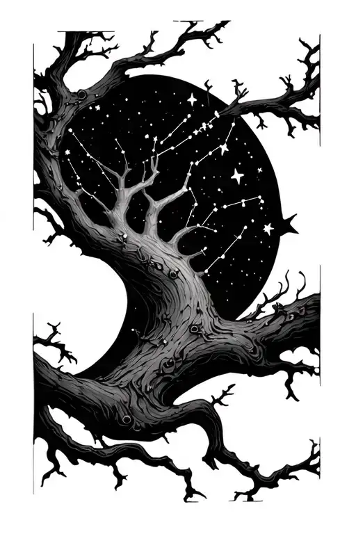 Tree Branches And Star Constellation