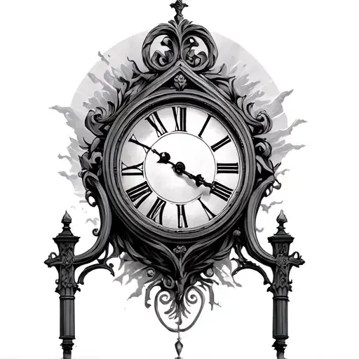 Heavens Gates With Old Clock Embedded