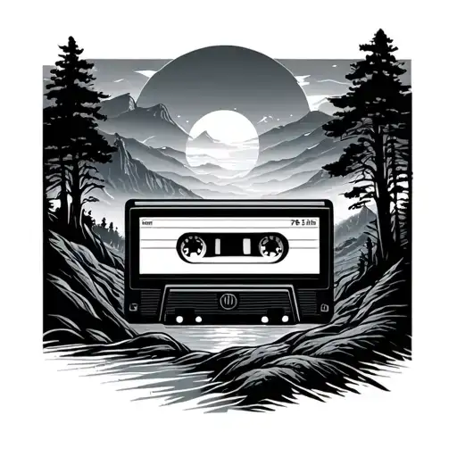 Audio Cassette Travel Landscape Line
