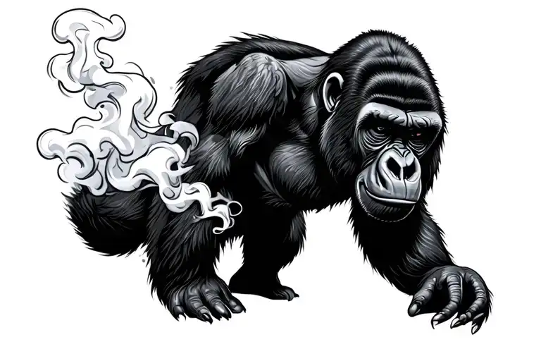 Gorilla With Smoke Coming From Nose