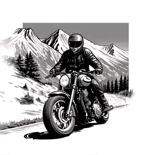 Harley Motorcycle Riding Through A Mountain Pass