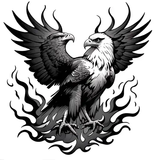 Eagle On Fire Flames On Back