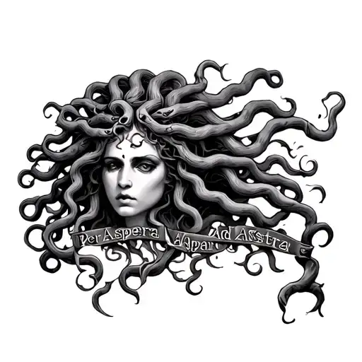 Medusa With The Writing Per Aspera Ad Astra