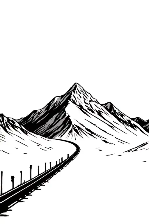 Mountain With Road At Bottom Going Left To Right