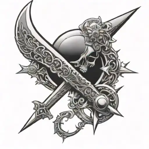 Dagger With Sun Moon And Star Detailing Around The Blade