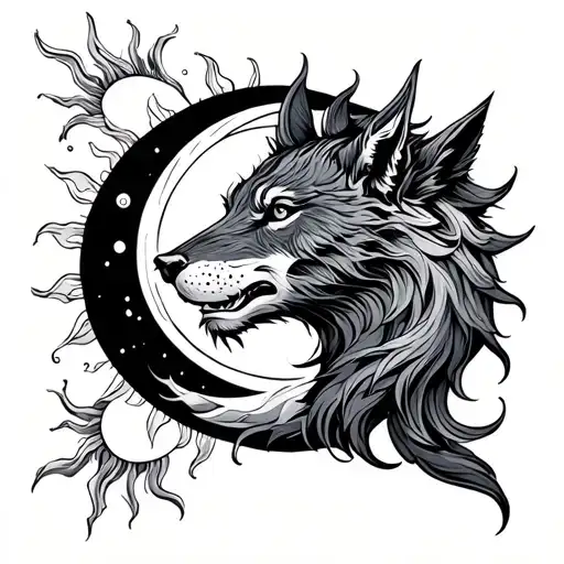 Skoll And Hati Sun And Moon