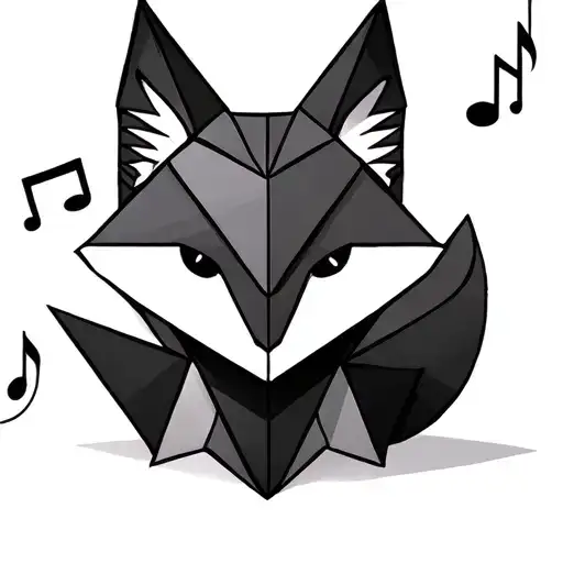 Origami Fox With Musical Notes