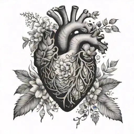 An Abstract Representation Of A Human Heart Surrounded By Elements Of Nature And Family Symbols